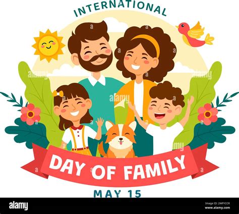 International Day of Family Vector Illustration with Mom, Dad and ...