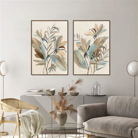 Framed Wall Art Painting Set of 2 on Canvas, Titled: Vintage Tropics ...