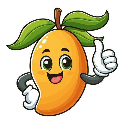 Słodki rysunek z owocami mango przedstawiający ilustrację wektorową na ...