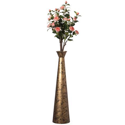 Everly Quinn Brushed Paint Unique Straight Vase Design Metal Decorative ...