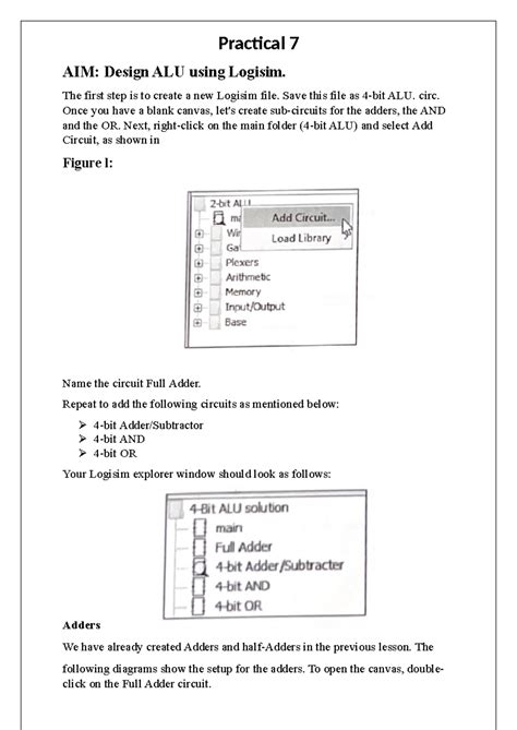 Designing a 4-Bit ALU with Logisim: Practical 7 Guide - Studocu