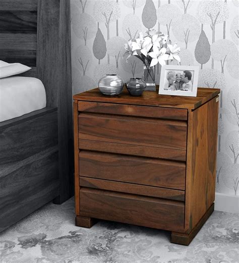 Lemon Tree Furniture Sheesham Wood Side Tables for Bedroom with 3 ...