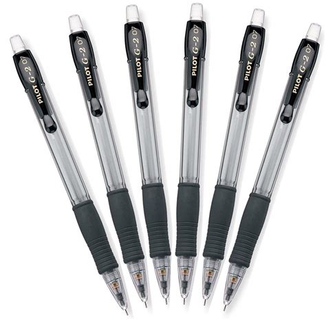 Pilot G2 Mechanical Pencils, 0.7mm HB Lead, Black/Clear Barrels, 6 Pack ...
