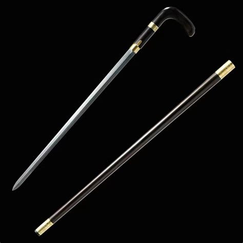 Black Crook Handle Cane Sword for Tai-Chi | Ebony Darkwood and Damascus ...
