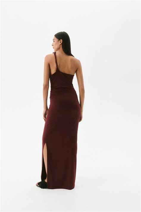 One-shoulder bodycon dress - Burgundy - Ladies | H&M IN