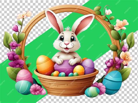 Premium PSD | Easter bunny easter egg basket clip art