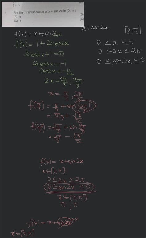 (C) 19. Find the maximum value of sinx+cosx in [0,2π](A) 1(C) 2 - maximum of sinx+cosx
