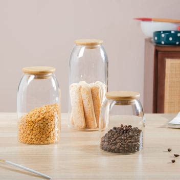 Transparent Glass Airtight Jar With Lid Large 1 L | Nestasia