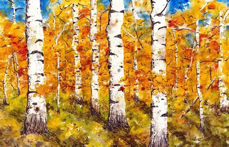 Fall In Aspen - Tallenge Abstract Landscape Painting - Art Prints by ...