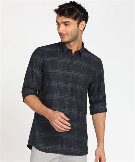 PETER ENGLAND Men Checkered Casual Black Shirt - Buy PETER ENGLAND Men ...