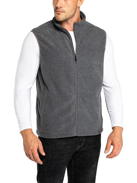 33,000ft Men's Fleece Vest, Lightweight Warm Zip Up Polar Vests ...