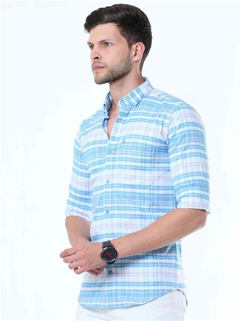 Neon Blue Classy Check Shirt | Neon Blue Shirt – Address Apparels