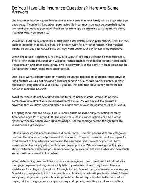 Life Insurance Questions 的图像结果