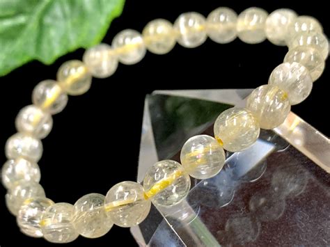 1点物★優しい発色 透明感★天然石ブレスレット/イエロークンツァイト（Kunzite/リシア輝石）/ラウンド/7mm/1本【天然石/パワー ...