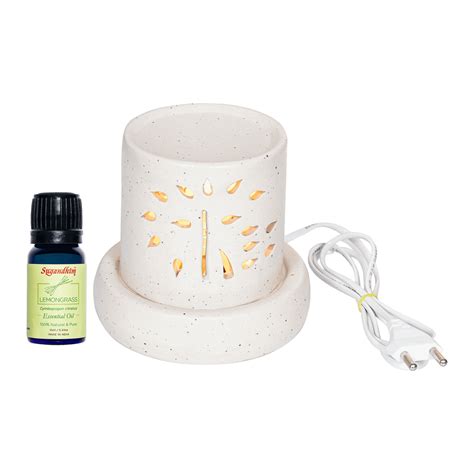 Electric Diffuser in Cream & Black Dots with Lemongrass Oil – Sugandhim