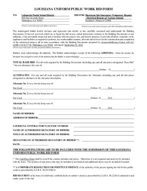Fillable Online FormsManuals - Louisiana Uniform Public Work Bid Form ...