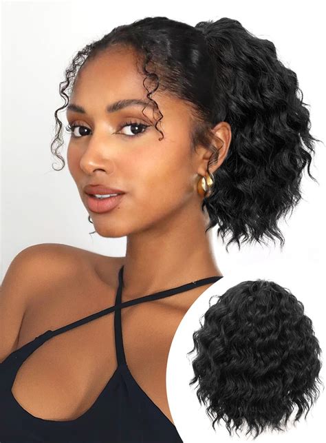 Amazon.com : Isaic Ponytail Extension 8 Inch Short Wavy Curly Ponytails ...