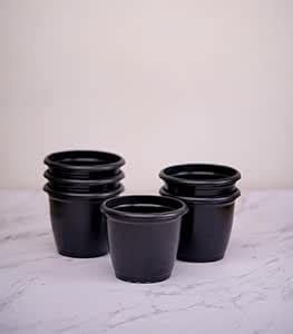 Nurturing Green Set of 6 Black Plastic Pots for Indoor & Outdoor Use ...