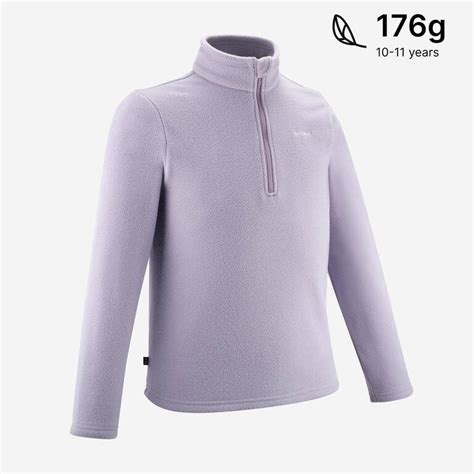 Kids’ hiking fleece jacket MH100 Half Zip, 7-15 years - Purple