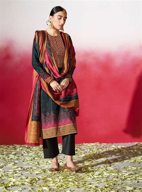 Mumtaz Arts Pure Cotton Satin Unstitched Women Suits Dress Materials ...