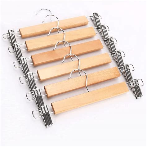 Kuber Industries Hanger|Steel Adjustable Clips|Wooden Natural Finish ...