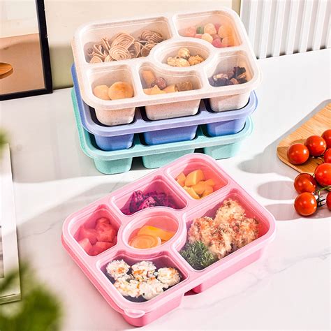 Six-Compartment Lunch Box | Food Prep & Portion Control Container | Durable Polypropylene Wheat ...