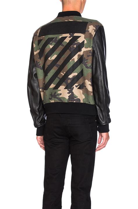 OFF-WHITE Leather Camo Bomber in Camo | FWRD