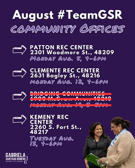 August 2024 #TeamGSR Office Hours at Patton Rec Center | City of Detroit