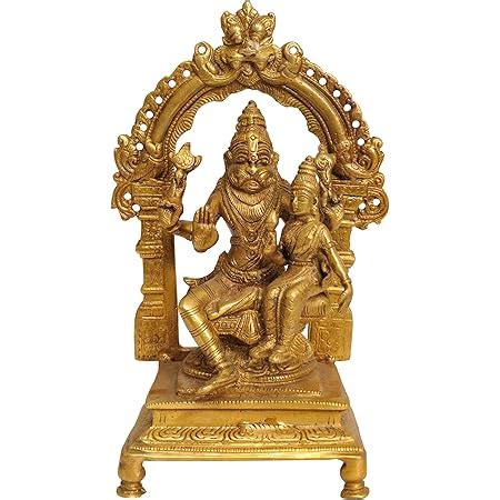 Buy Idol Collections Brass Lord Narasimha with Goddess Lakshmi Statue ...