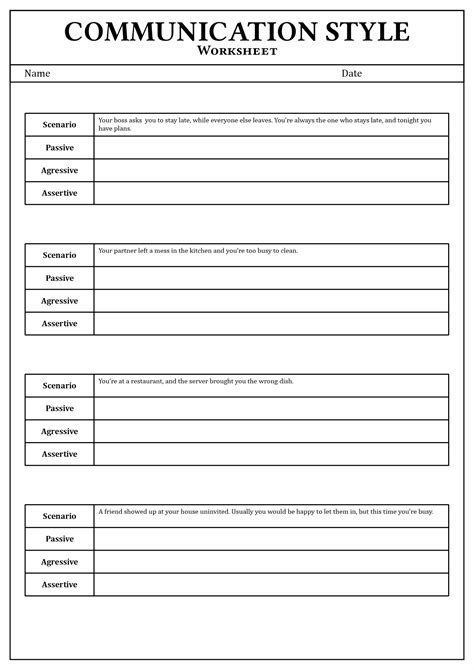 Communication Styles Worksheet 的图像结果