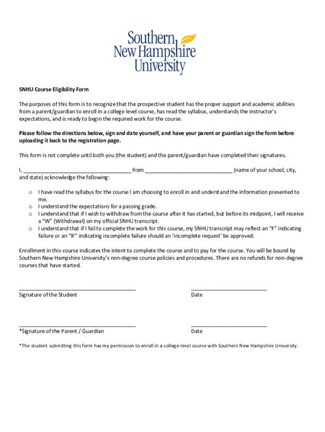 Fillable Online a W (Withdrawal) on my official SNHU transcript. I ...