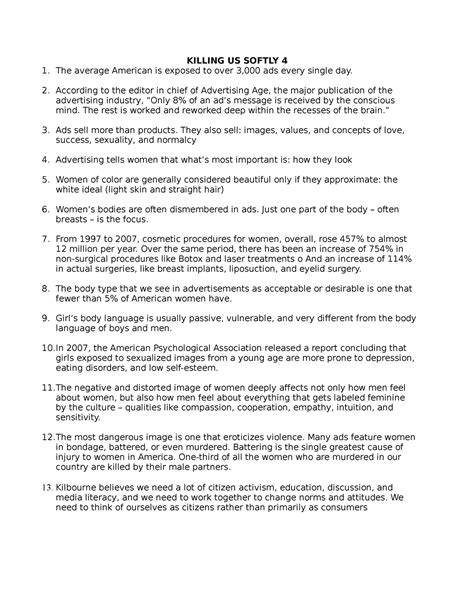 Killing US Softly 4 - KILLING US SOFTLY 4 The average American is ...