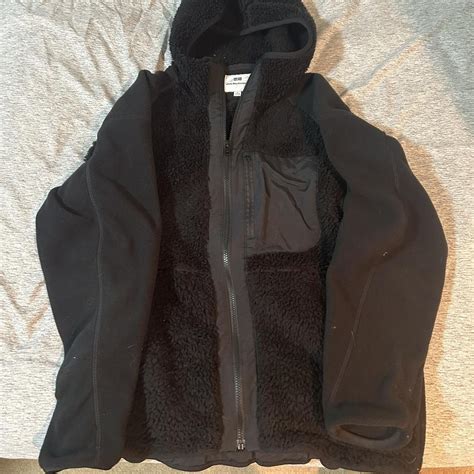 Uniqlo White Mountaineering Black fleece jacket -... - Depop