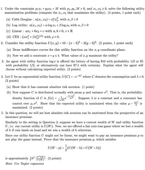 Solved 1. Under the constraint p1x1+p2x2=M with p1,p2,M>0, | Chegg.com