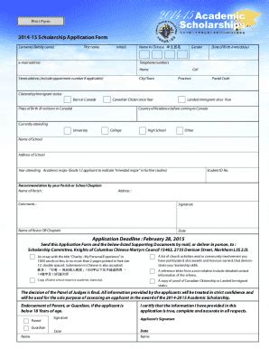 Fillable Online Knights of Columbus Chinese Martyrs Council Scholarship ...