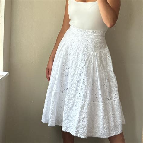 Co white eyelet skirt made with 100% Italian cotton.... - Depop