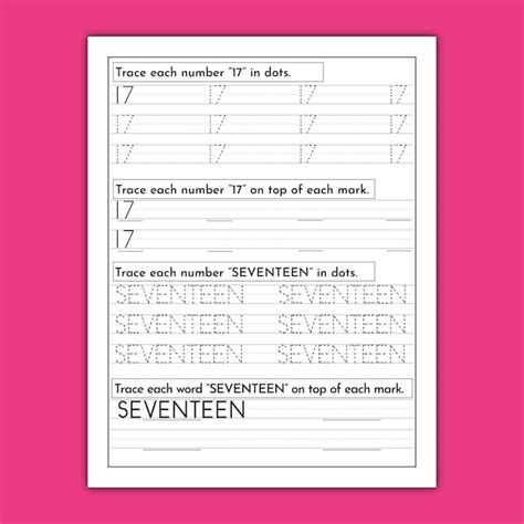 Getallen en nummerwoorden overtrekken werkblad voor kinderen en ...