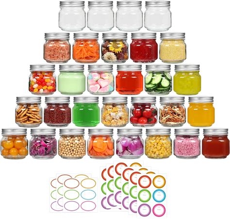 30 Pack Small Mason Jars 8 oz with Lids, Half Pint Canning Jars with 72 ...