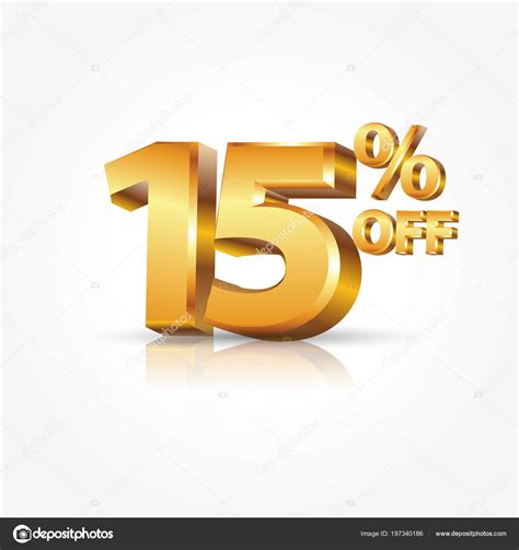Vector Shiny Gold Text Percent Isolated White Background Reflection ...