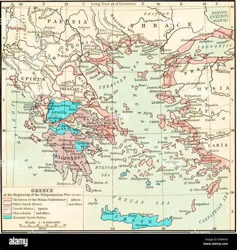 Map of Greece at the beginning of the Peloponnesian War, 431 B.C ...