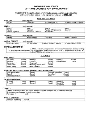 Fillable Online Courses for Class of 2020 - Big Walnut Local Schools ...