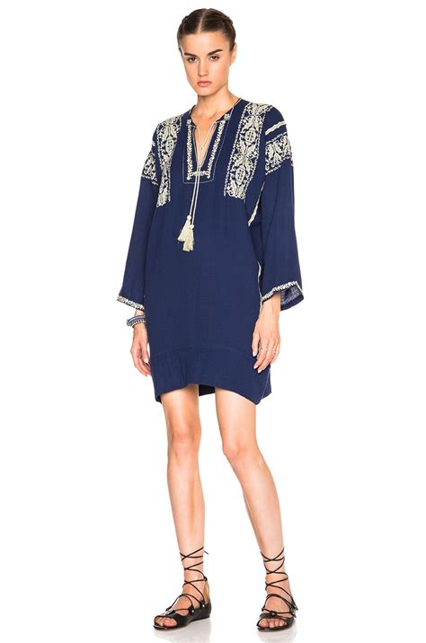 Isabel Marant Etoile Vinny Ethnic Embroidery Dress in Midnight | FWRD