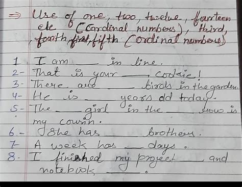 use of one, two, twelve, fourteen, etc (cardinal numbers) ,third ...