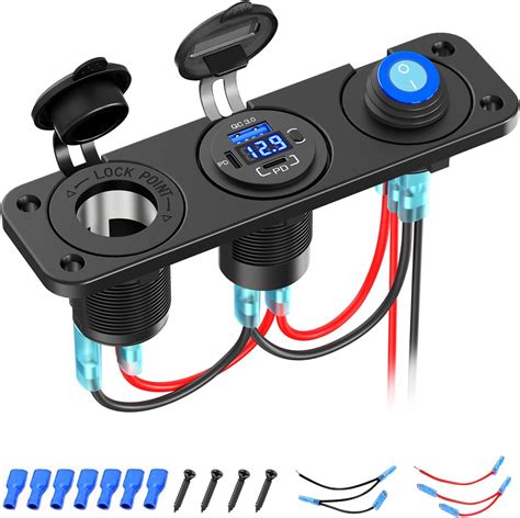 Amazon.com: 12V USB Panel Cigarette Lighter Socket with Rocker Switch ...