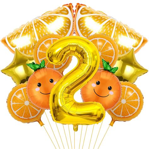 11Pcs Orange Balloon, Fruit Orange Birthday Party Decorations Balloon ...