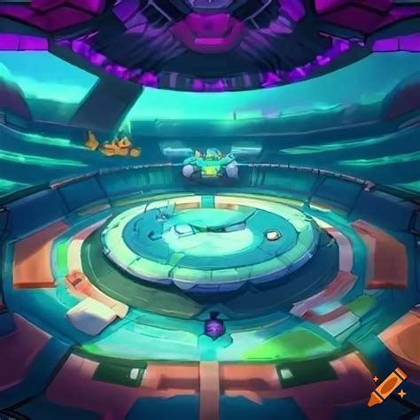 Dynamic and colorful Pokémon battle arena background on Craiyon