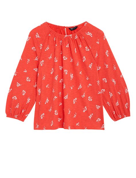 Buy Pure Cotton Printed Round Neck Top at Marks & Spencer