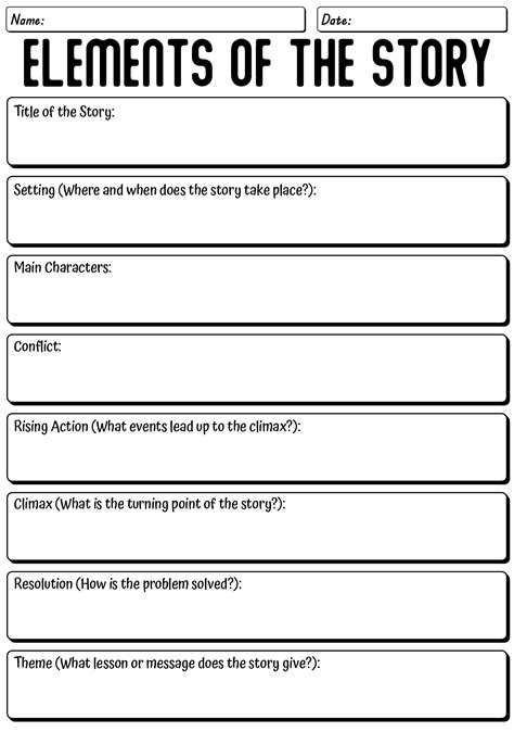 Elements Of A Short Story Worksheet Pdf