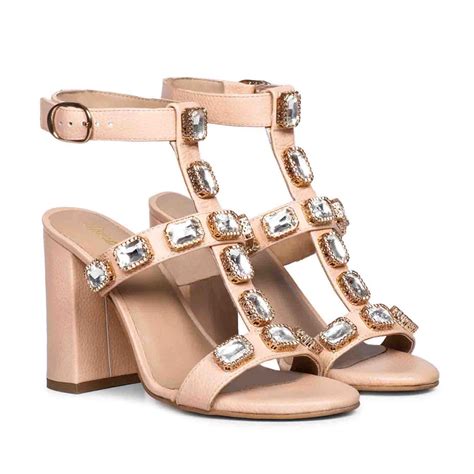 Saint Shirley Stone Embellished Cipra Leather Block Heels – SaintG India