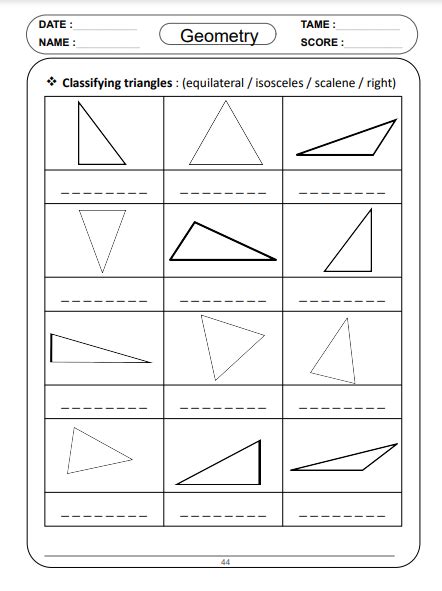Image result for Classifying Triangles Worksheet